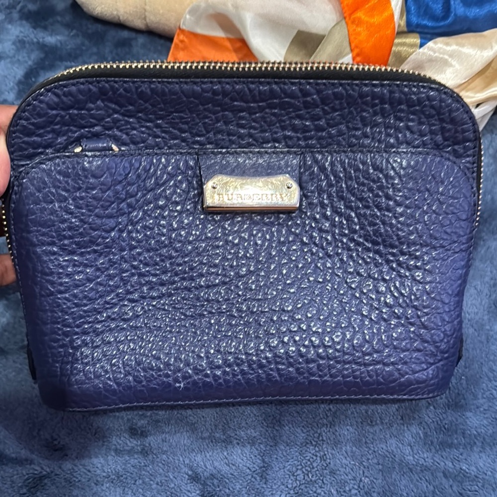 Burberry Navy Textured Leather Crossbody Bag